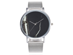 Reloj De Pareja Cuarzo Con Correa De Malla De Aleación Estilo Simple (negro)