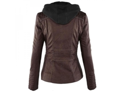 2026-chaqueta De Moto Para Mujer Con Capucha De Cuero Pu Chaqueta De Moto Abrigo Exterior Tbx L Café