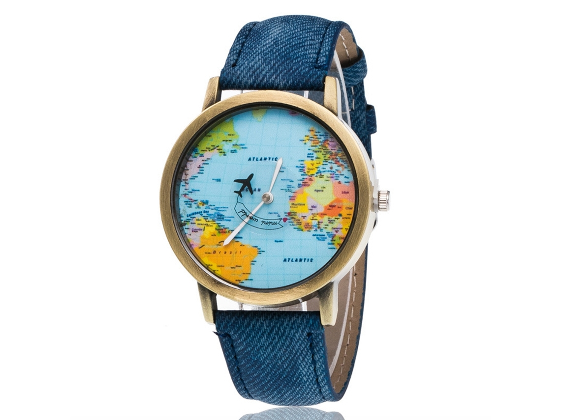 Reloj De Pulsera Unisex Con Dial Redondo Y Correa De Denim Azul Real