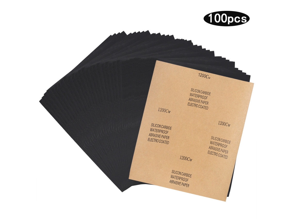Hoja De Lija De Carburo De Silicio Impermeable Cw 1200-2c, 100 Piezas, Para Pulido Y Lijado