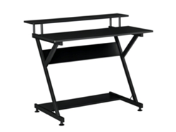 Escritorio Para Juegos De 100 Cm, Escritorio Para Ordenador Con Soporte Para Monitor, Madera Y Metal, Negro.