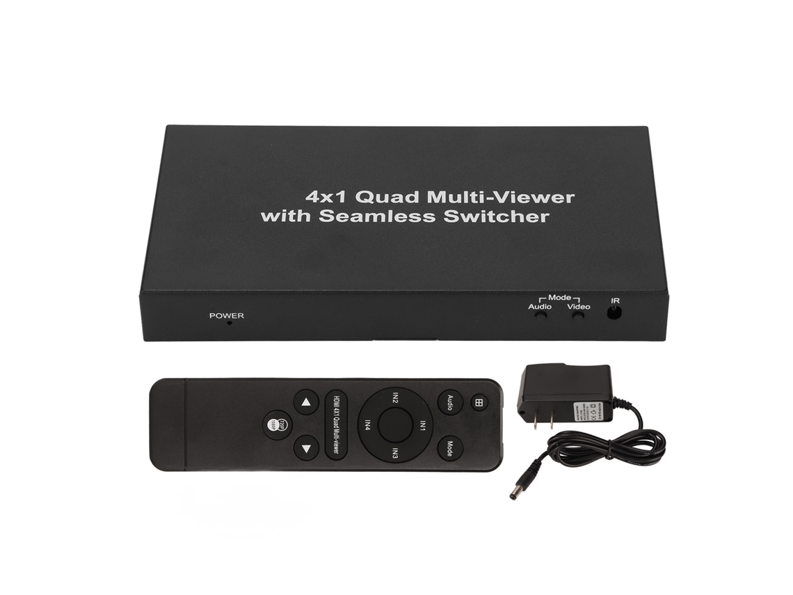 Divisor Hdmi De 4 Entradas Y 1 Salida, 1080p, Con Control Remoto Y Enchufe Estadounidense De 100-240 V.