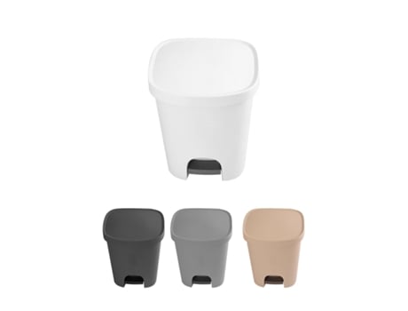 Cubo basura plástico Apertura Com pedal 25 Litros | Cubo reciclar Mate 35x30x42 cm Blanco 25 Litros