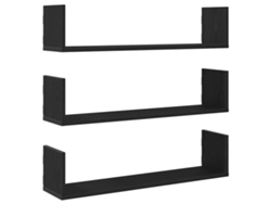 Maison Exclusive - Estantes De Pared, 3 Unidades, Roble Negro, 80x18x18 Cm, Madera De Ingeniería
