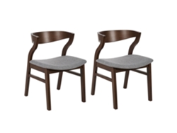 Conjunto de 2 cadeiras de jantar de estilo retro BELIANI Maroa de Poliéster, Madeira de seringueira, Contraplacado de madeira Cinzento 51x46x72