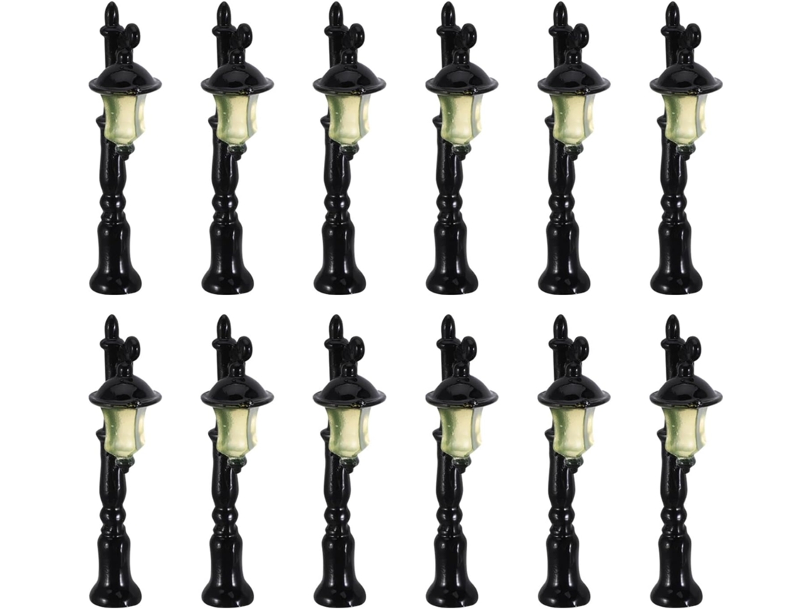 Juego De 12 Lámparas De Pie Miniatura De Resina Negra, 5,5 Cm, Mini Luces Decorativas Para El Hogar.