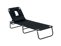 Tumbona Plegable Jardín, 190x56x28cm, Negro