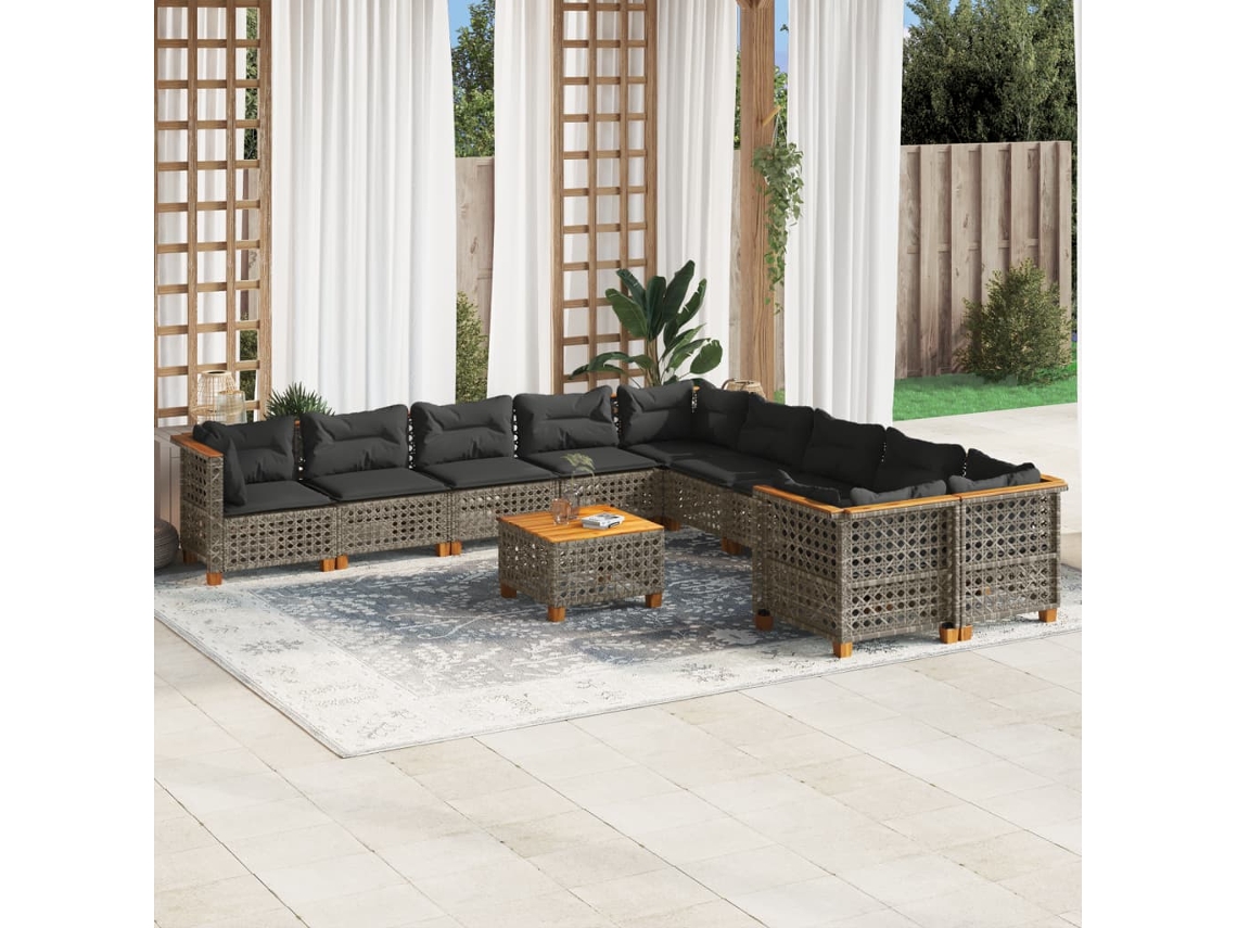 Conjunto de sofás de jardín de 11 piezas DKD Home Decor con cojines de mimbre gris