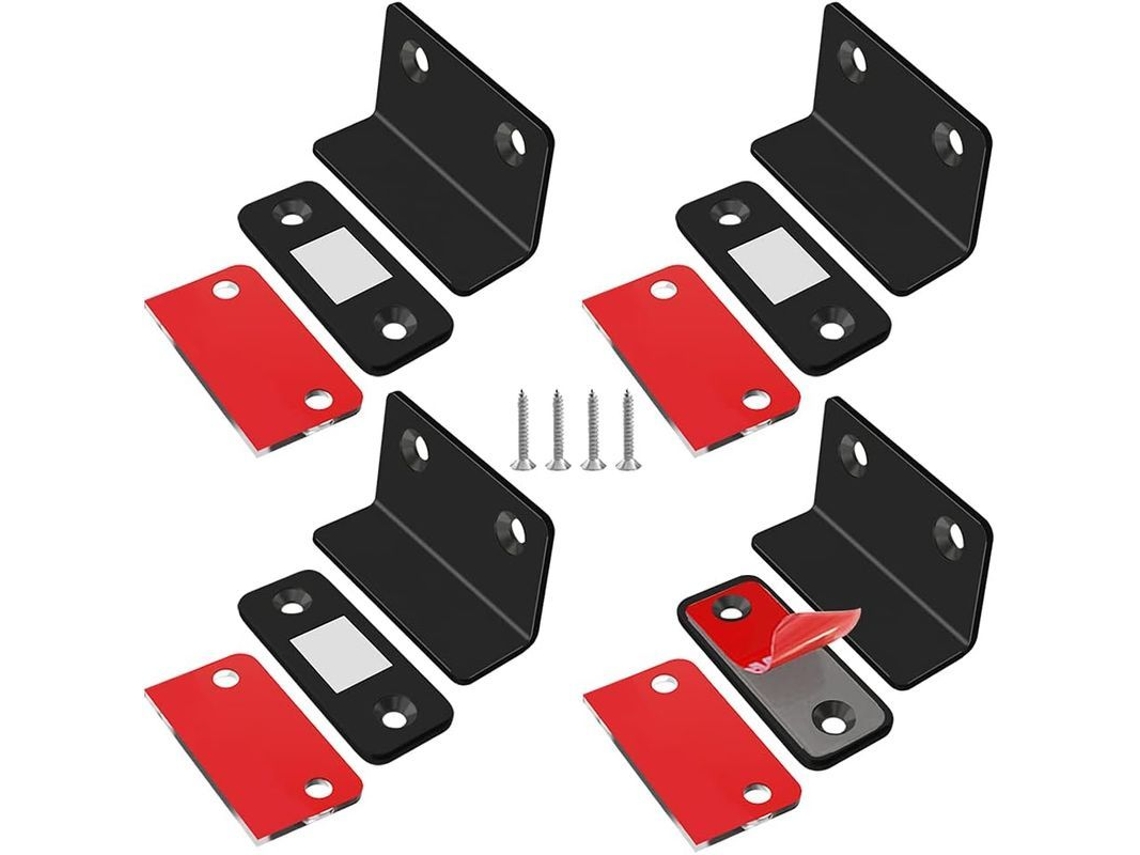 Aimant Porte Placard 4 Loquets Magnéticos Ultra Mince Acero Inoxidable Fermeture Puissante Portes Coulissantes Tiroirs Noir