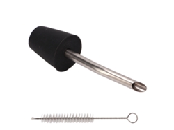 Extensión De Boquilla De Olla De Silicona Y Acero Inoxidable Con Cepillo Para Camping Y Senderismo - Negro