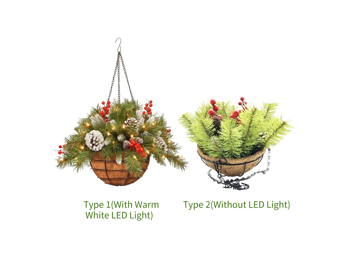 Cesta Navideña Colgante Artificial Con Piñas Y Racimos De Bayas, Hecha De Hierro, Para Decoración Del Hogar Diy.