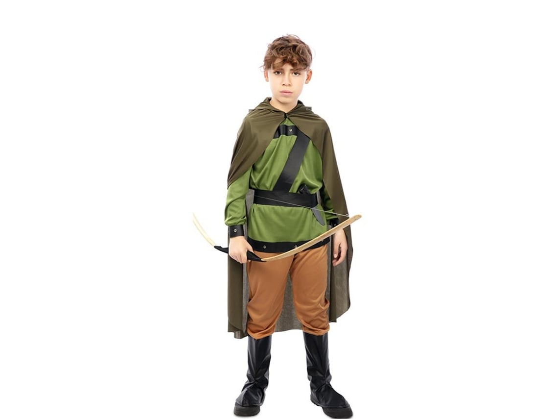 Disfraz de Arquero del Bosque verde con capa para niño