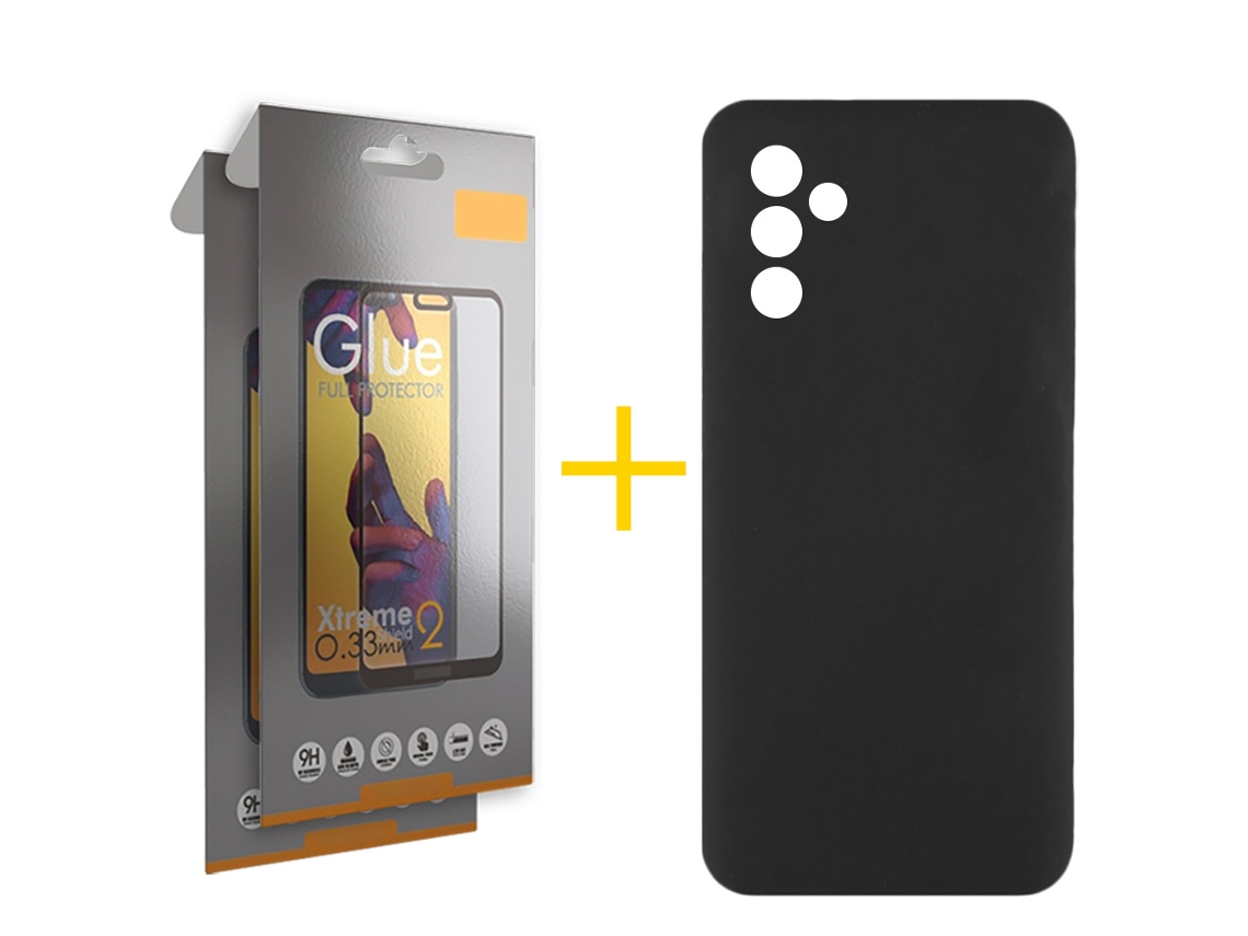 Pack 2 X Película de Vidrio Templado Full + Funda SKYHE para Samsung Galaxy A26 5G Silicona Líquida Negro