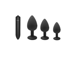Conjunto De Tapones Anal Silicona 3 Tamaños Con Vibrador 10 Frecuencias Negro Mini Portátil