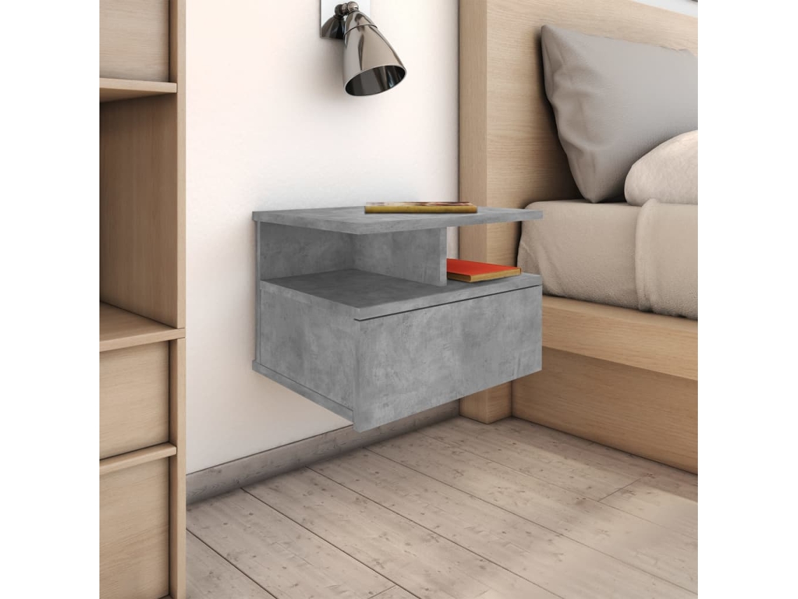 Mesa Cabeceira LOVELY HOME Mesinha Suspensa 40X31X27Cm Contraplac. Cinzento Cimento