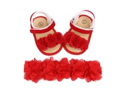 Sandalias de Bebé ZMDECQNA Blanda Flores Cuna Recién Nacidos Rojo (13 cm)