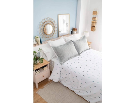 Pack de Jogo de Funda Nórdica y Almohadas SOKIOS Pine (270 x 270 - Poliéster - Blanco)