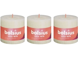 Bolsius Velas rústicas Shine 3 unidades perla suave 100x100 mm