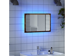 Espejo De Baño Con Luz Led Madera Envejecida 60x8,5x38 Cm