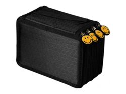 2026rebe-estuche De Lápices Negro Con 4 Compartimentos Y Cremalleras Para 72 Bolígrafos Lmq Oxford 19.5x12x7.5cm Negro