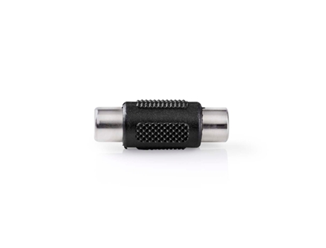 Adaptador de audio mono RCA hembra RCA hembra Niquelado Recto ABS Negro 1 PC. Caja NEDIS