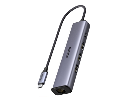 Adaptador UGREEN 20932 Cm475 5In1 Tipo-C a 3Usb3.0 Pd100W Rj45 1000Mbps para Huawei Mate40/P50 S20