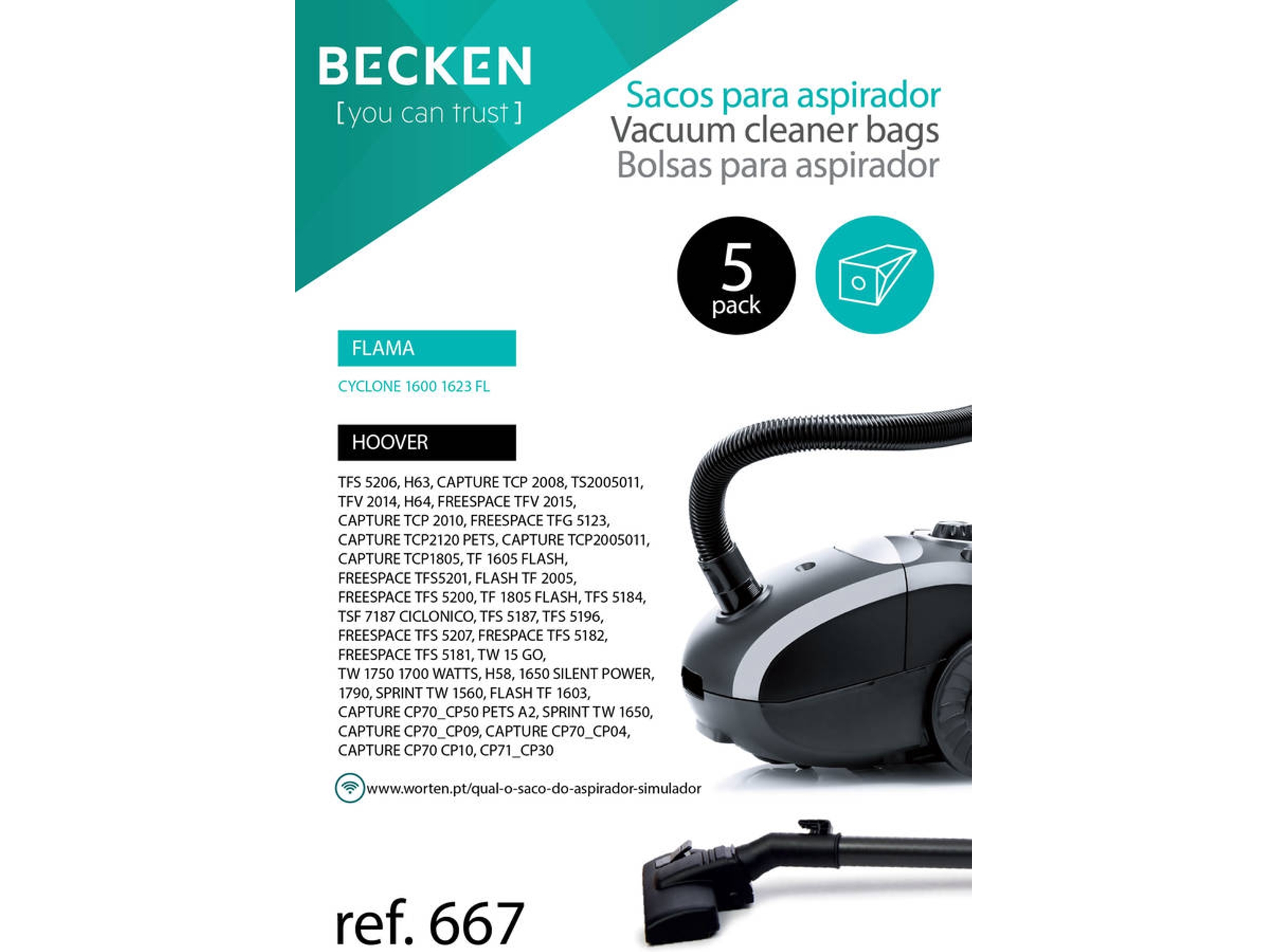 Bolsa de aspirador BECKEN REFª667 (5 unidades)