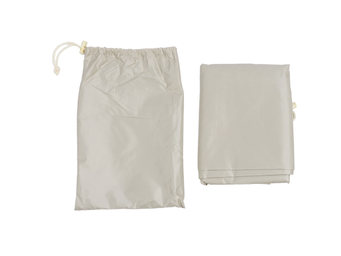 Manta solar para piscina color beige, impermeable y resistente a los rayos UV.