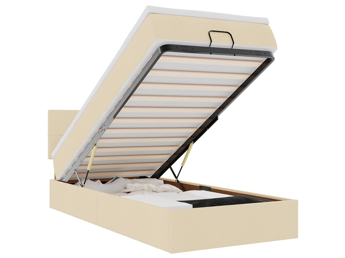 Estructura de cama otomana VIDAXL de tela color crema (90 x 190 cm)
