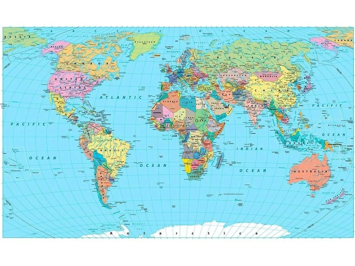 Fotomural OEDIM Mapa Mundi (Multicolor - 350x250cm - Vinilo)