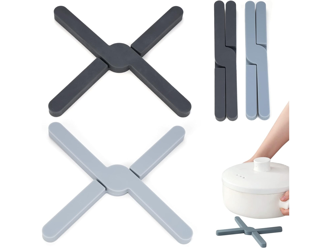 Trípode de silicona gruesa, antideslizante, plegable, resistente al calor, diseño en cruz, expandible, ocupa poco espacio.