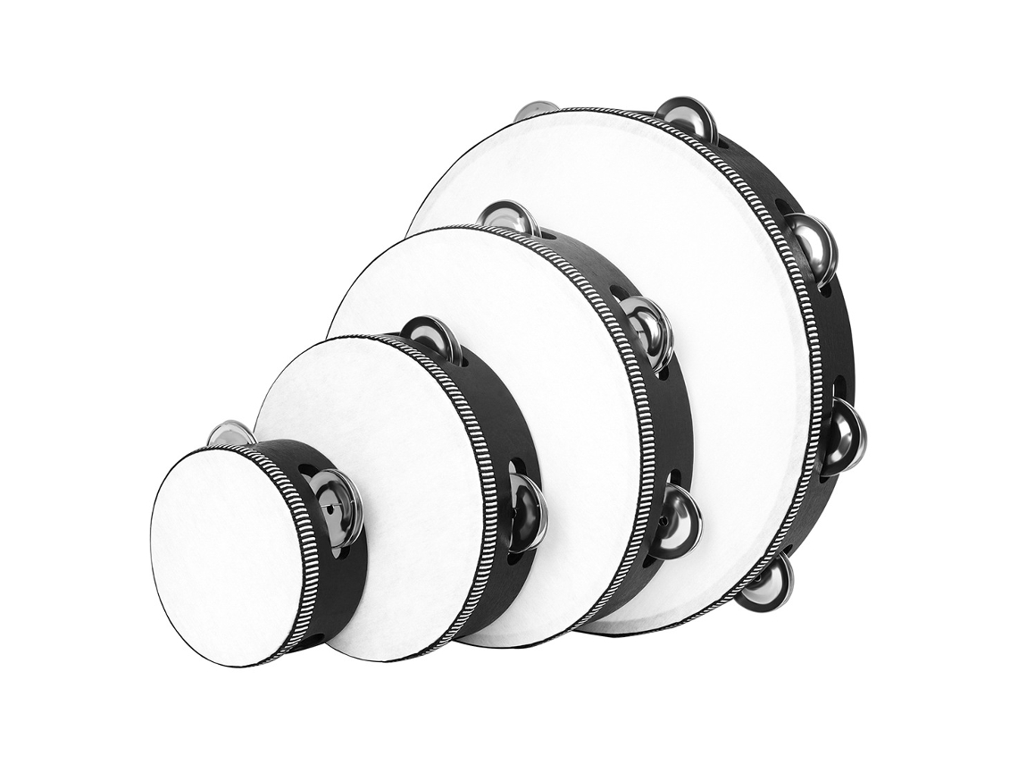 Pandereta 4 Piezas Campanas De Metal De Abedul Pandereta De Manivela Instrumentos De Percusión Adecuados Para Fiestas CUICH