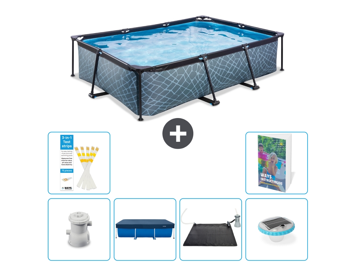 Exit-toys Piscina Exit Retangular - Efeito Pedra - 300x200x65 Cm - 7-peças S328