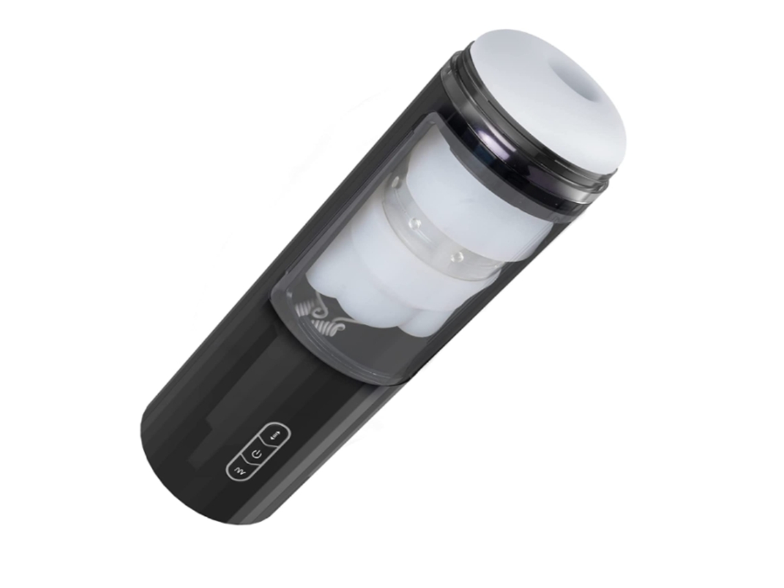 Masturbador masculino automático con 6 movimientos y succiones, 7 vibraciones (negro)
