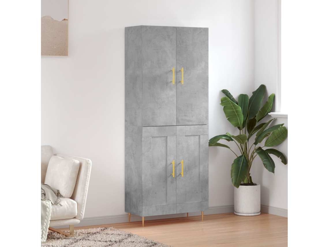 Aparador Alto Madera Contrachapada Gris Hormigón 69,5x34x180 Cm