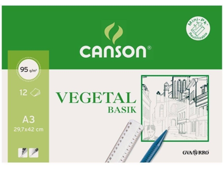 Papel Vegetal CANSON 582423 (A3 - 12 Hojas)