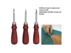 Kit De Herramientas De Cuero Con 3 Herramientas De Biselado Afiladas Y Mango De Madera Para Manualidades.