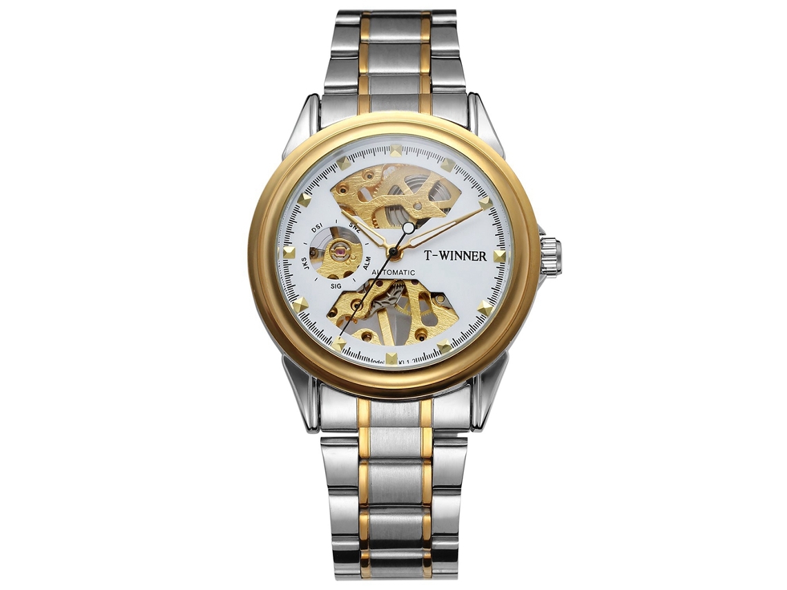 Reloj Casual Para Hombre Con Movimiento Mecánico, Brazalete De Acero Inoxidable, Esfera Blanca, Resistente Al Agua.