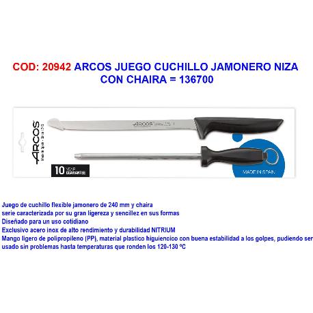 Cuchillo Arcos Set Jamonero con afilador chaira - Niza