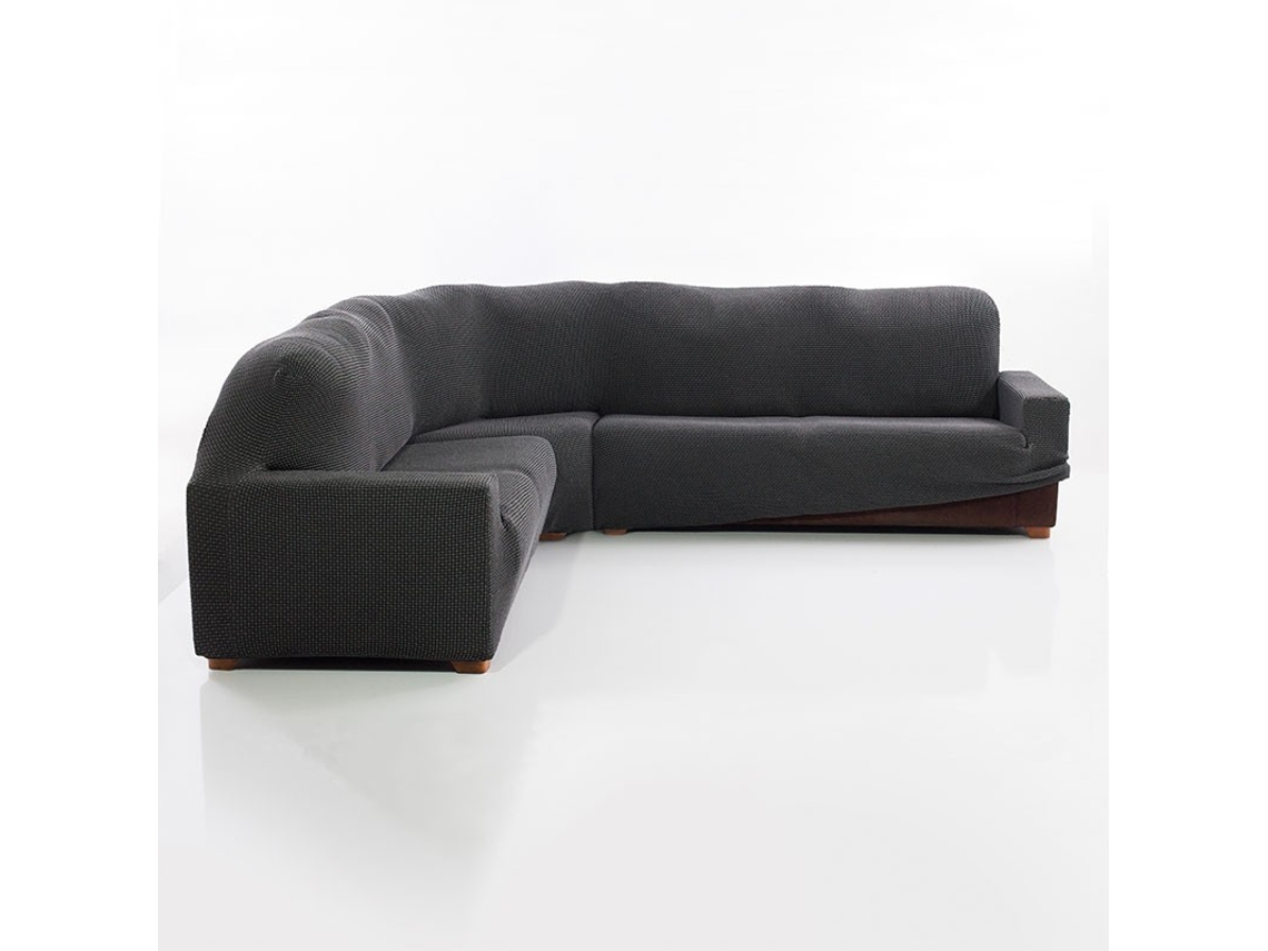 Maxifundas Fundas De Sofa Chaise Longue. Funda Sofá Rinconera Relive Color Gris Oscuro. Funda Protectora Súper Elástica Para Sofá Rinconera.