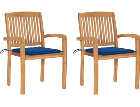 Conjunto 2 Silla de exterior VIDAXL Azul Teca (60x57.5x90 cm)