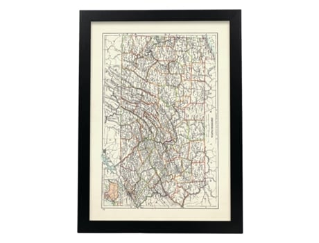 Póster NACNIC Geográficos en Estilo Vintage. Mapa de Pennsylvania de 1885. Ilustraciones de Antiguos Mapamundis en Tonos Sepia. Tamaño A4, Sin Marc...