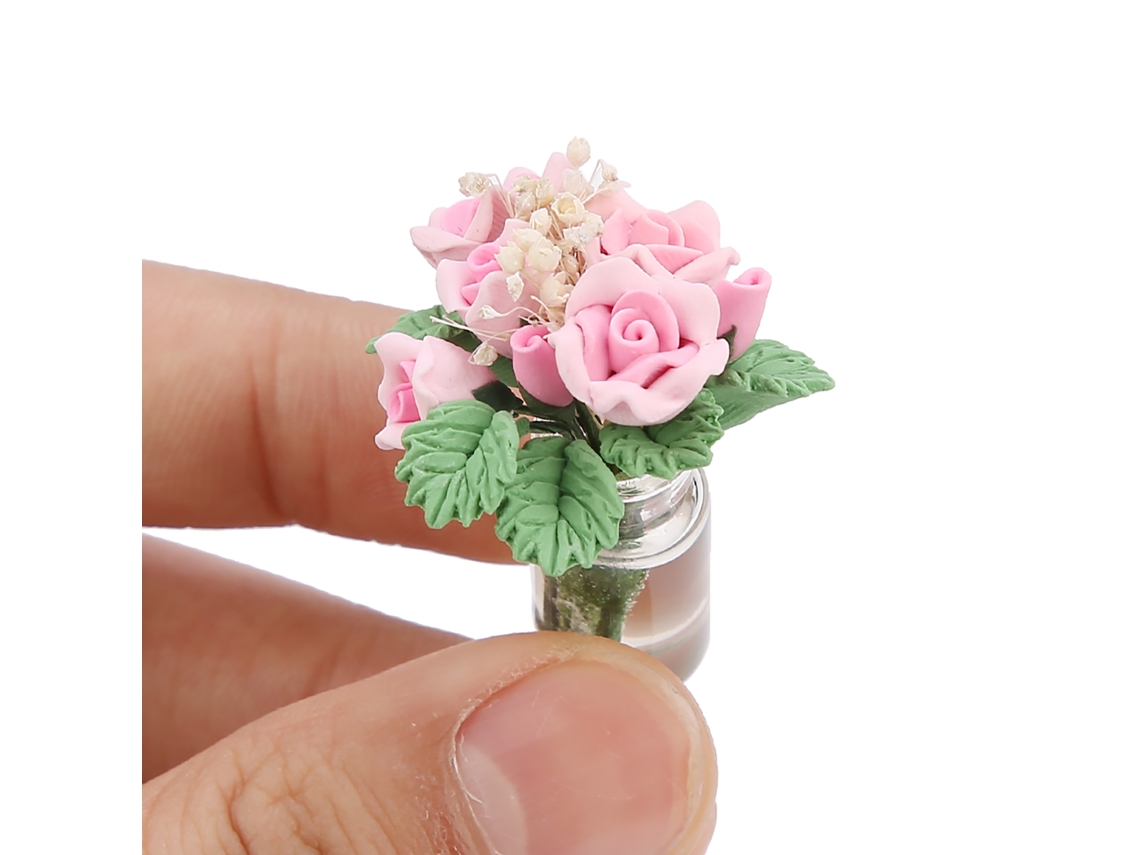 Modelo De Bonsái En Miniatura Para Casa De Muñecas Escala 1:12, Accesorios De Decoración De Jardín Rosa.