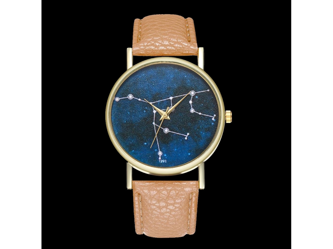 Reloj De Cuarzo Unisex Con Correa De Cuero Pu, Dial De Universo, Zhoulianfa (beige)