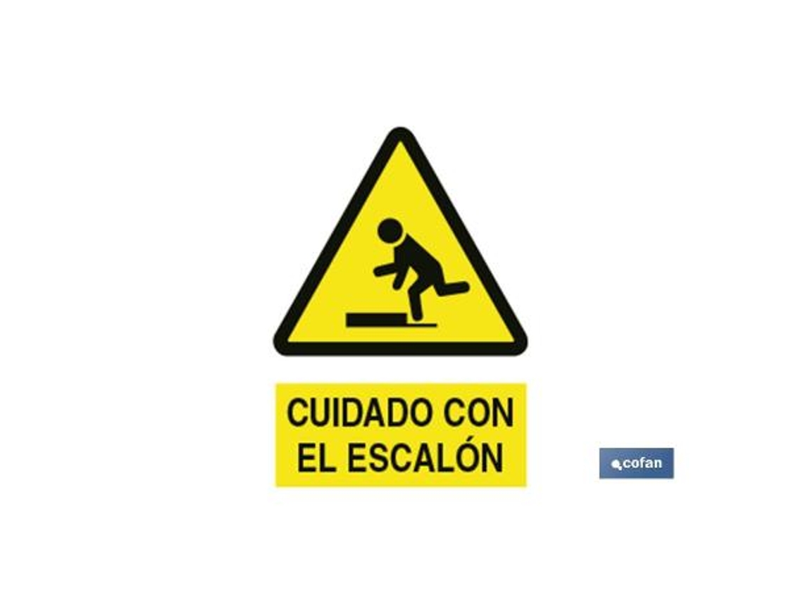 Señal adhesivo 148x105 mm. cuidado escalón