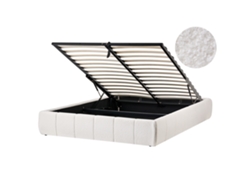 Cama De Casal Beliani Genas De Bouclé Branco 140x200