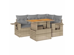 Conjunto 5 De Sofás Para Jardín VIDAXL Beige Poli Ratán