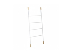Relaxdays Escalera Decorativa Multiusos, Bambú-hierro, Blanco, 150 X 70 X 2 Cm