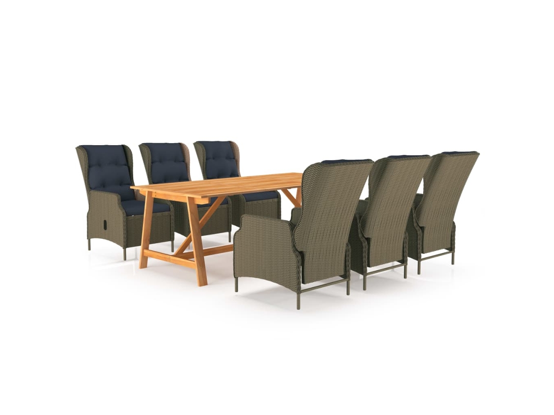 Juego de comedor de jardín marrón de 7 piezas DKD Home Decor