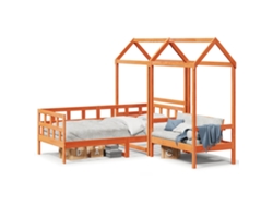 Conj. Sofá cama con techo 80x200 cm Pino macizo marrón miel Dkd Home Decor